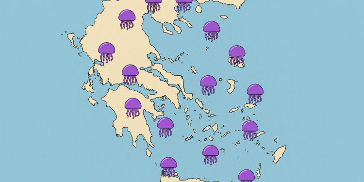 «Μωβ συναγερμός» στις ελληνικές παραλίες – Live χάρτης δείχνει πού κολυμπούν οι μέδουσες